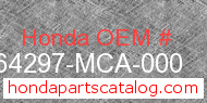 Honda 64297-MCA-000 genuine part number image