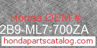 Honda 642B9-ML7-700ZA genuine part number image