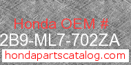 Honda 642B9-ML7-702ZA genuine part number image