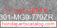 Honda 64301-MG9-770ZR genuine part number image