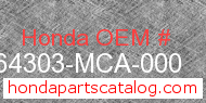 Honda 64303-MCA-000 genuine part number image