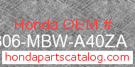 Honda 64306-MBW-A40ZA genuine part number image