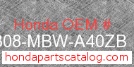 Honda 64308-MBW-A40ZB genuine part number image