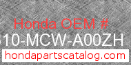 Honda 64310-MCW-A00ZH genuine part number image