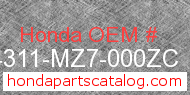 Honda 64311-MZ7-000ZC genuine part number image