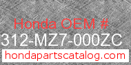 Honda 64312-MZ7-000ZC genuine part number image