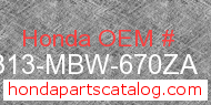 Honda 64313-MBW-670ZA genuine part number image