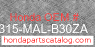 Honda 64315-MAL-B30ZA genuine part number image