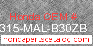 Honda 64315-MAL-B30ZB genuine part number image