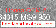 Honda 64315-MG9-950 genuine part number image