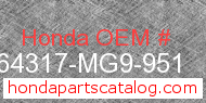 Honda 64317-MG9-951 genuine part number image