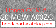 Honda 64320-MCW-A00ZC genuine part number image