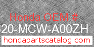 Honda 64320-MCW-A00ZH genuine part number image