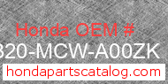 Honda 64320-MCW-A00ZK genuine part number image