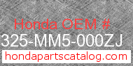 Honda 64325-MM5-000ZJ genuine part number image