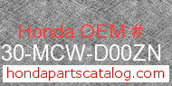 Honda 64330-MCW-D00ZN genuine part number image