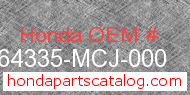 Honda 64335-MCJ-000 genuine part number image