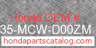 Honda 64335-MCW-D00ZM genuine part number image