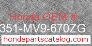 Honda 64351-MV9-670ZG genuine part number image