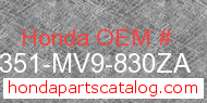Honda 64351-MV9-830ZA genuine part number image