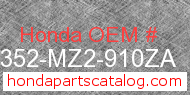 Honda 64352-MZ2-910ZA genuine part number image
