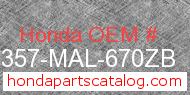 Honda 64357-MAL-670ZB genuine part number image