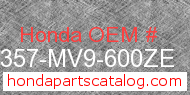 Honda 64357-MV9-600ZE genuine part number image