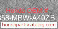Honda 64358-MBW-A40ZB genuine part number image