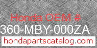 Honda 64360-MBY-000ZA genuine part number image