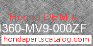 Honda 64360-MV9-000ZF genuine part number image