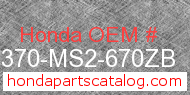 Honda 64370-MS2-670ZB genuine part number image