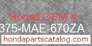 Honda 64375-MAE-670ZA genuine part number image