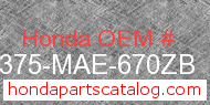 Honda 64375-MAE-670ZB genuine part number image
