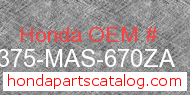 Honda 64375-MAS-670ZA genuine part number image