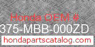 Honda 64375-MBB-000ZD genuine part number image