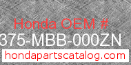 Honda 64375-MBB-000ZN genuine part number image