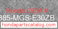 Honda 64385-MGS-E30ZB genuine part number image