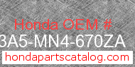 Honda 643A5-MN4-670ZA genuine part number image