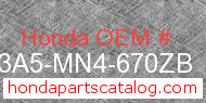 Honda 643A5-MN4-670ZB genuine part number image