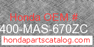 Honda 64400-MAS-670ZC genuine part number image