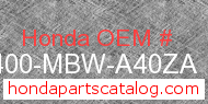 Honda 64400-MBW-A40ZA genuine part number image
