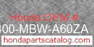 Honda 64400-MBW-A60ZA genuine part number image