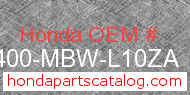Honda 64400-MBW-L10ZA genuine part number image