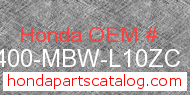 Honda 64400-MBW-L10ZC genuine part number image
