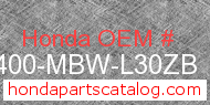 Honda 64400-MBW-L30ZB genuine part number image
