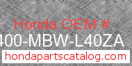 Honda 64400-MBW-L40ZA genuine part number image