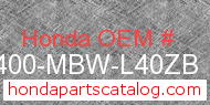 Honda 64400-MBW-L40ZB genuine part number image