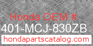Honda 64401-MCJ-830ZB genuine part number image