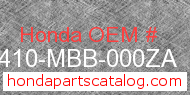 Honda 64410-MBB-000ZA genuine part number image