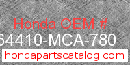 Honda 64410-MCA-780 genuine part number image